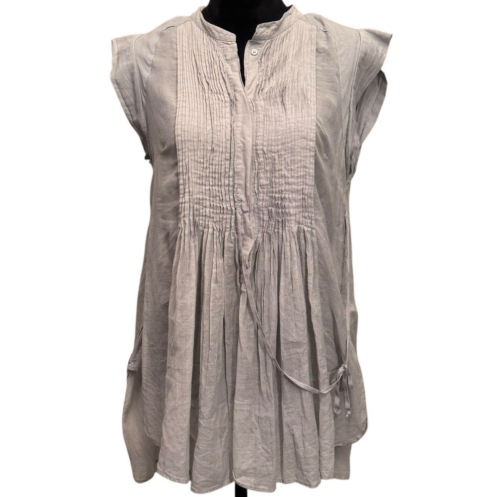 By Malene Birger Hinano‎ Light Grey Cotton Tunic Tie Blouse EU Size 36/US Size 2